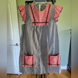 Vintage 70s Farm Girl Gingham Checker Dress Sz Small